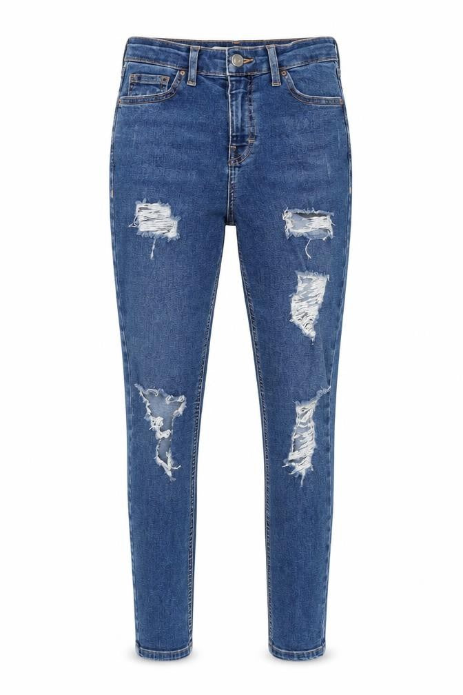 Front view of Topshop women’s blue skinny jeans, size UK 26, 30-inch leg
