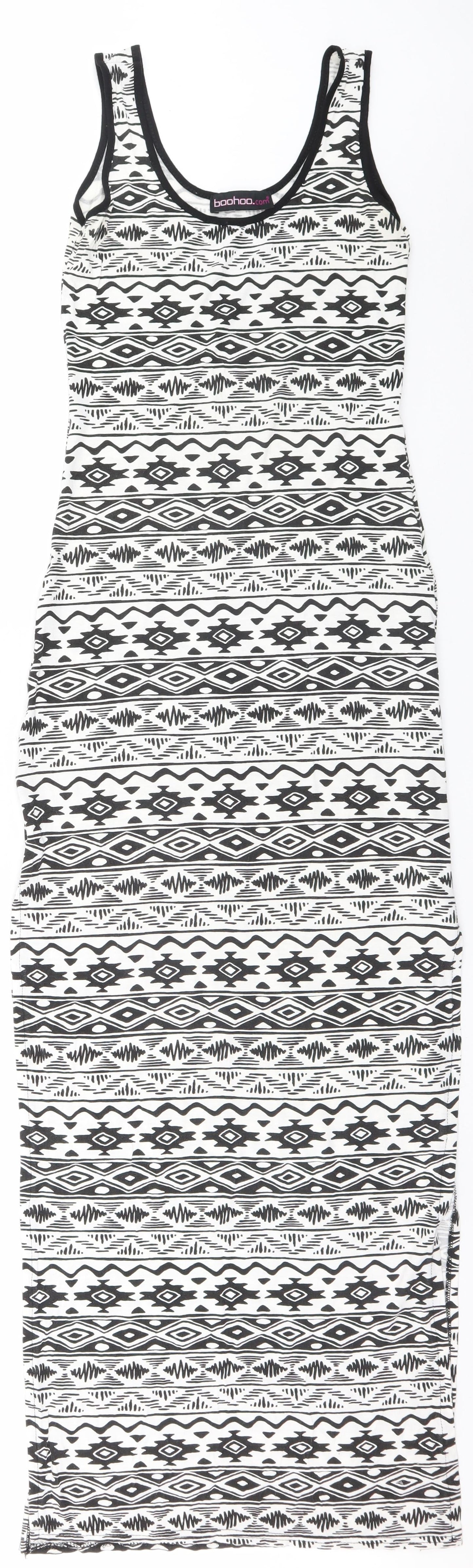 Boohoo Womens White Geometric  Pencil Dress
