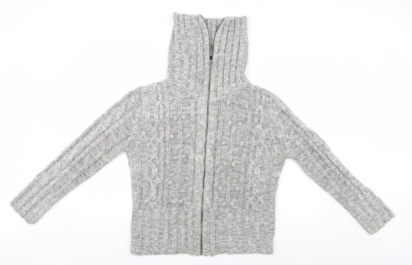 Womens UK Size 14 E-vie Grey Full Zip Jumper