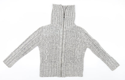 Womens UK Size 14 E-vie Grey Full Zip Jumper