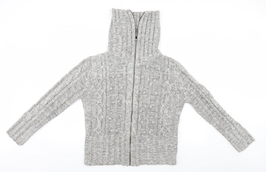Womens UK Size 14 E-vie Grey Full Zip Jumper