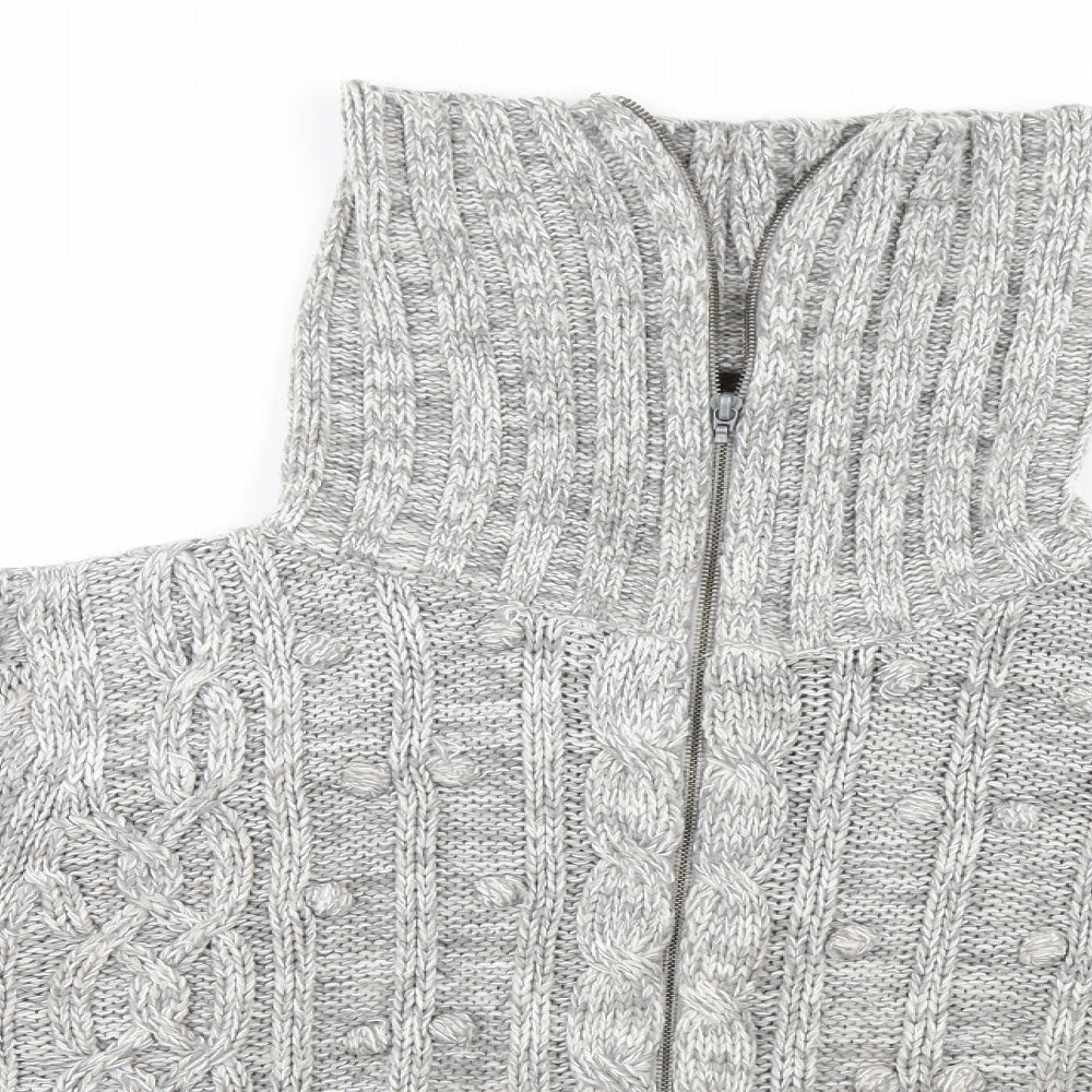 Womens UK Size 14 E-vie Grey Full Zip Jumper