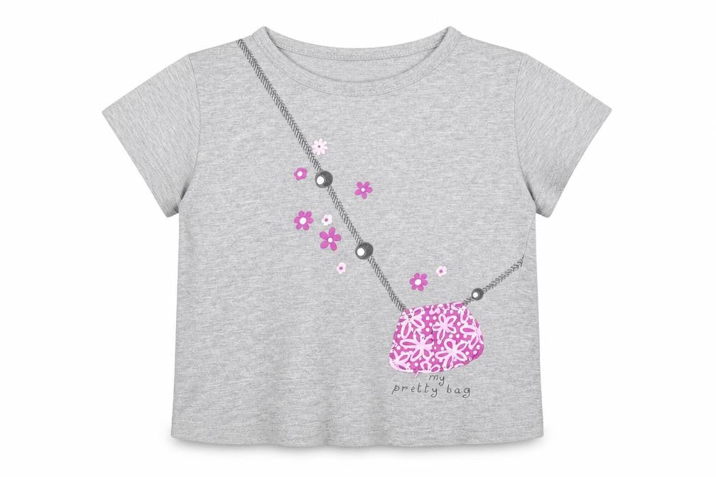 Front view of Coolclub girls’ grey basic t-shirt, size 4, years - my pretty bag