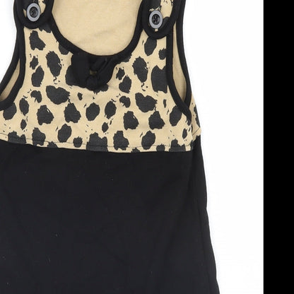 Preworn Girls Black Animal Print  A-Line