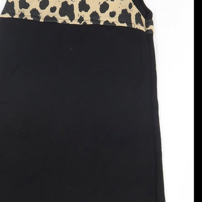 Preworn Girls Black Animal Print  A-Line