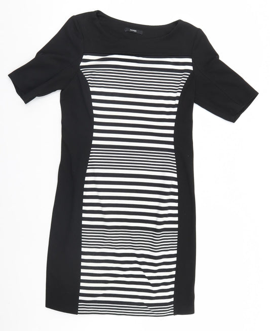 George Womens Black Striped  A-Line  Size 14