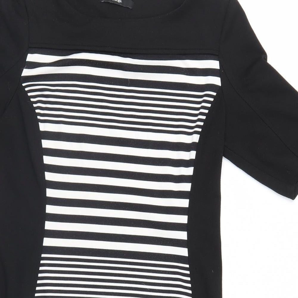 George Womens Black Striped  A-Line  Size 14