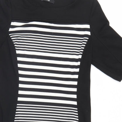 George Womens Black Striped  A-Line  Size 14