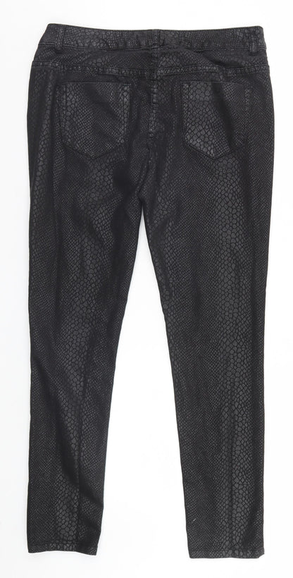 South Womens Black Animal Print  Straight Jeans Size 12 L24 in