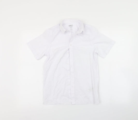 Marks and Spencer Boys White   Basic Button-Up Size 9 Years