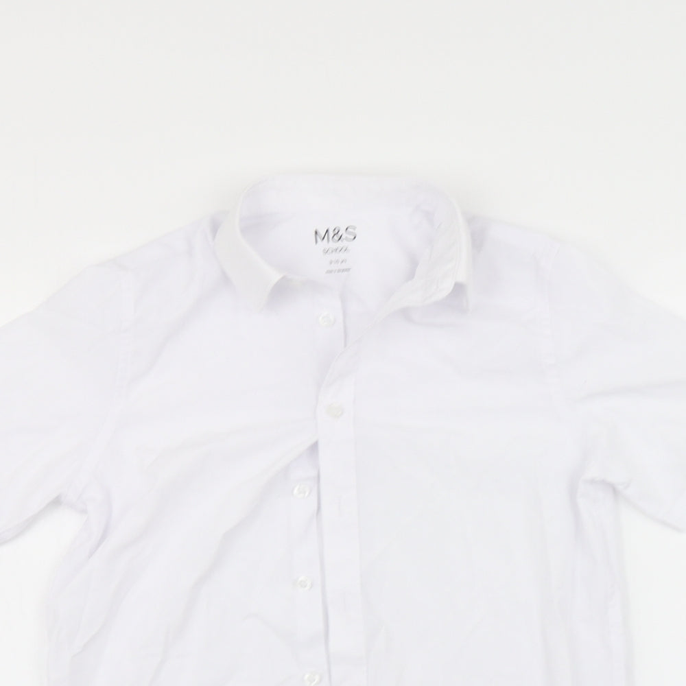 Marks and Spencer Boys White   Basic Button-Up Size 9 Years