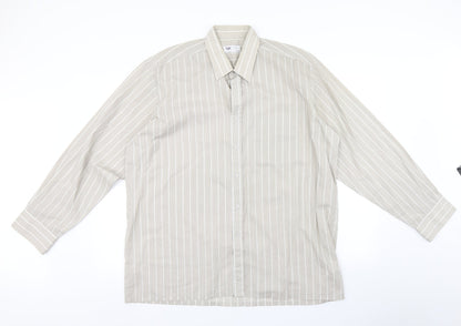 Mens UK Size 17 MC Brown  Button-Up Long Sleeve Casual Shirt
