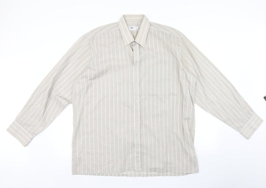 Mens UK Size 17 MC Brown  Button-Up Long Sleeve Casual Shirt