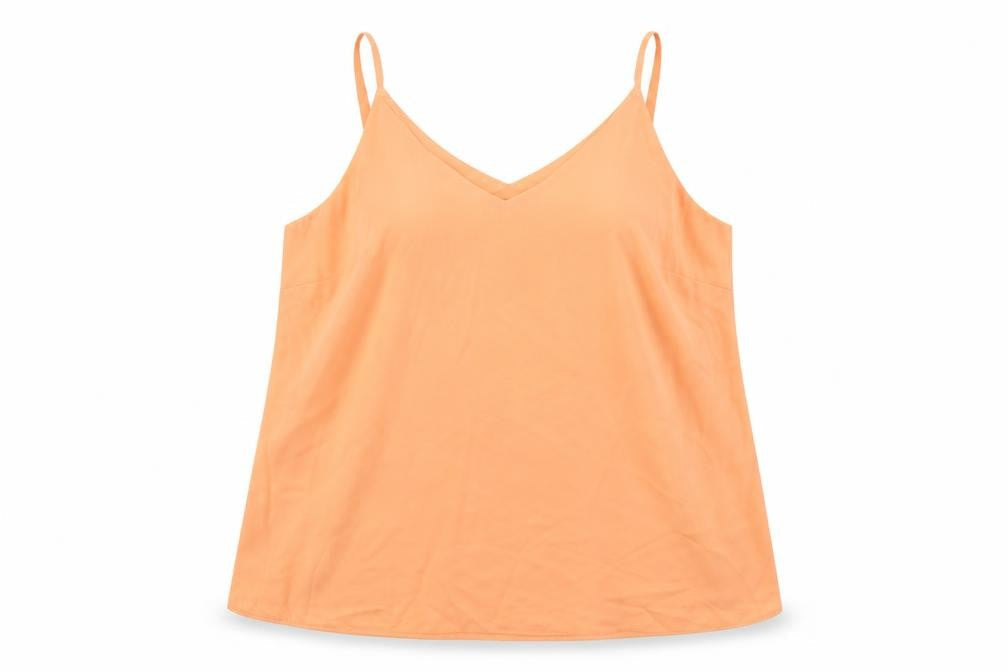 Front view of F&F women’s orange camisole tank, size UK 22