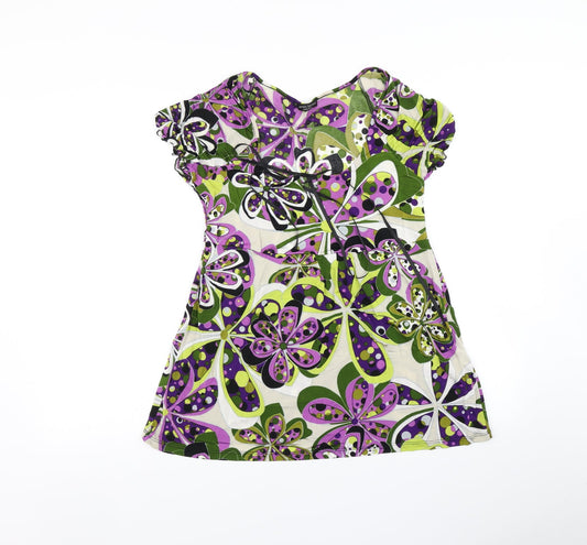 James Lakeland Womens Green Floral  Basic Blouse Size M