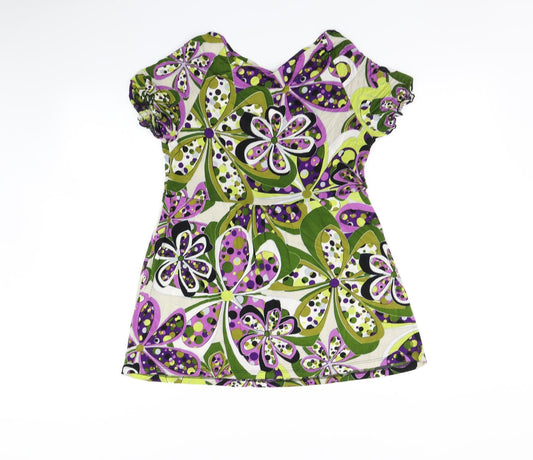 James Lakeland Womens Green Floral  Basic Blouse Size M