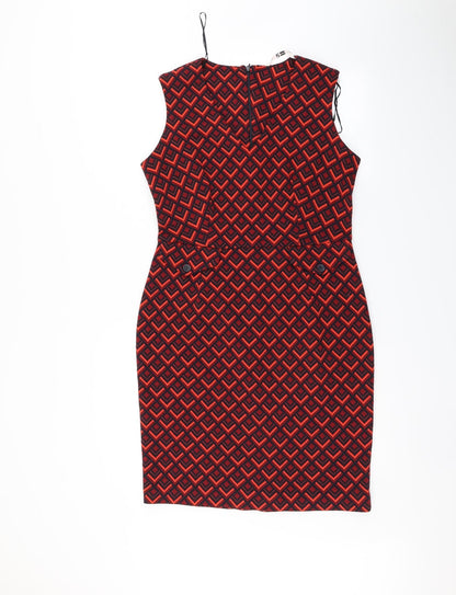 TU Womens Red Argyle/Diamond  Bodycon  Size 12