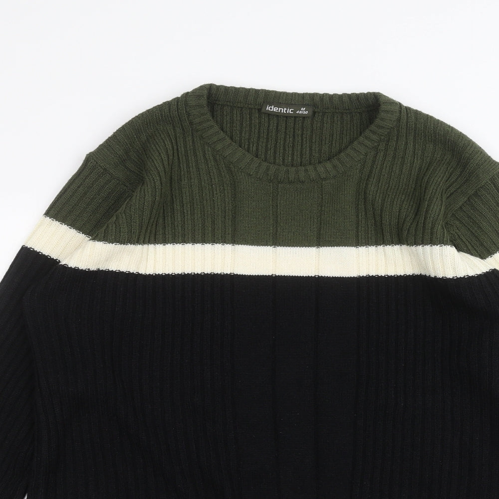 Close-up detail of Identic men’s black jumper, size M