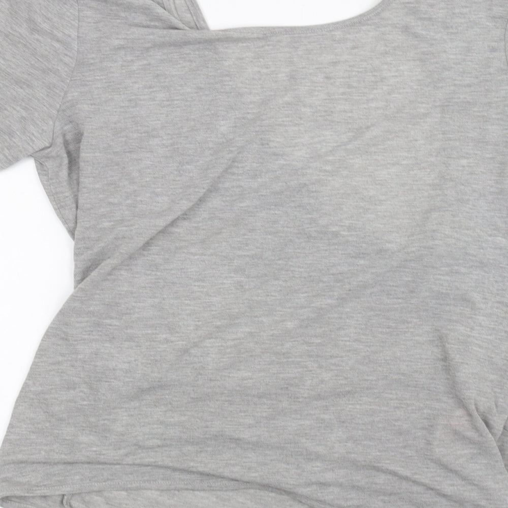 Womens UK Size L Villa Grey Basic T-Shirt