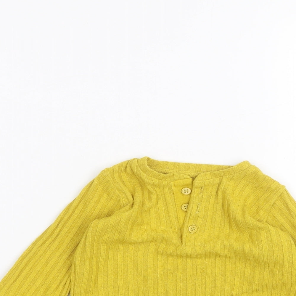 Close-up detail of Next Baby Yellow jumper, size 6-9, Months