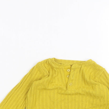 Close-up detail of Next Baby Yellow jumper, size 6-9, Months