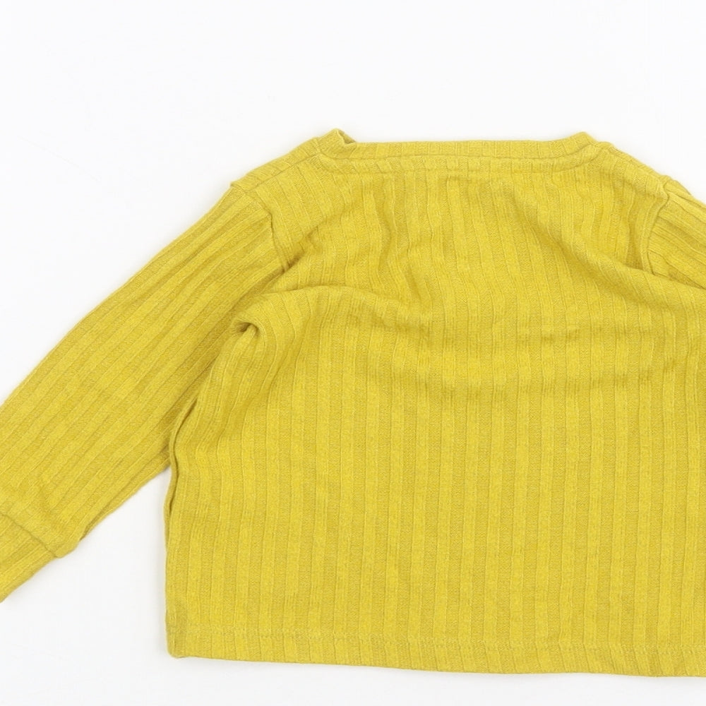 Brand and care label for Next Baby Yellow jumper, size 6-9, Months