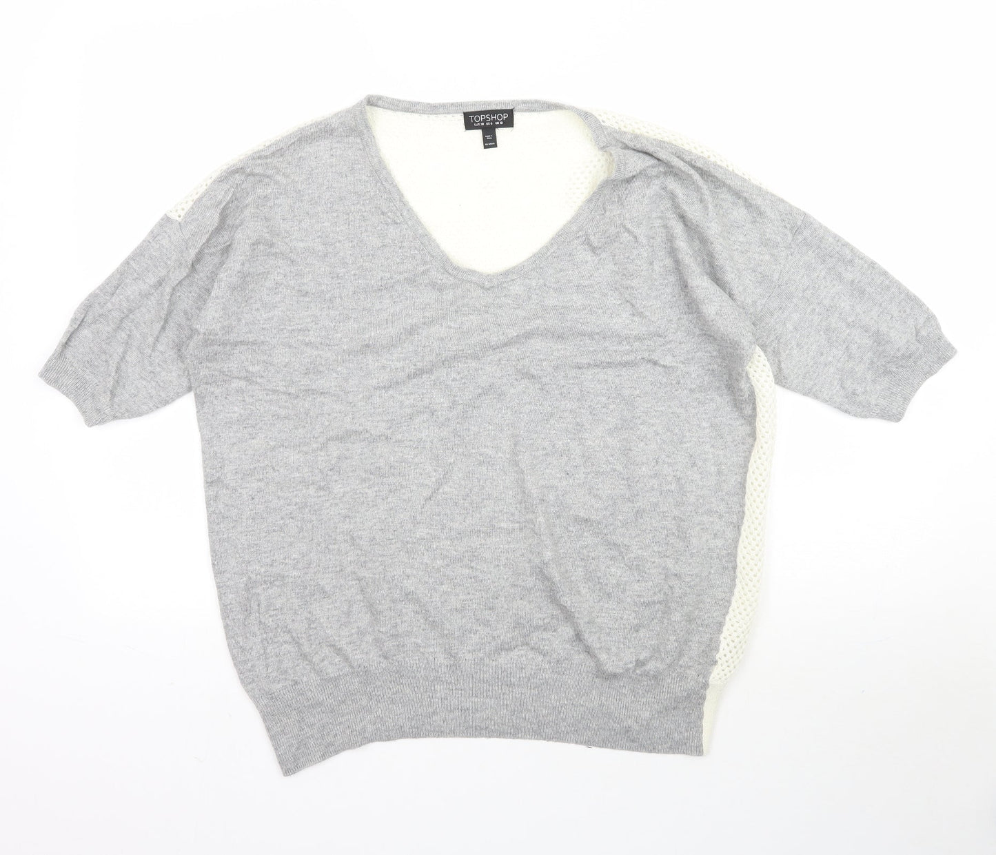Womens UK Size 10 Topshop Grey Basic Blouse