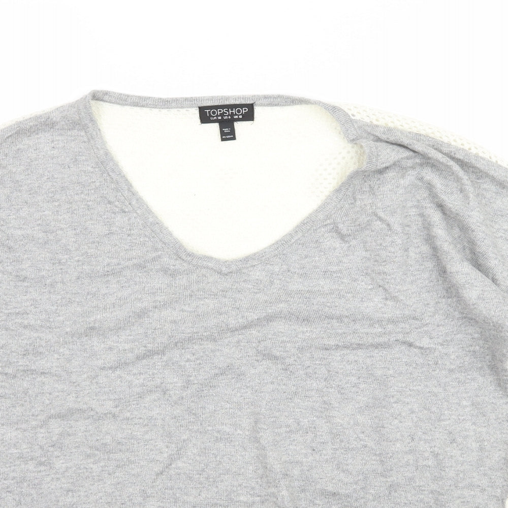 Womens UK Size 10 Topshop Grey Basic Blouse