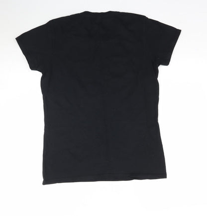 Womens UK Size M Gildan Black Basic T-Shirt