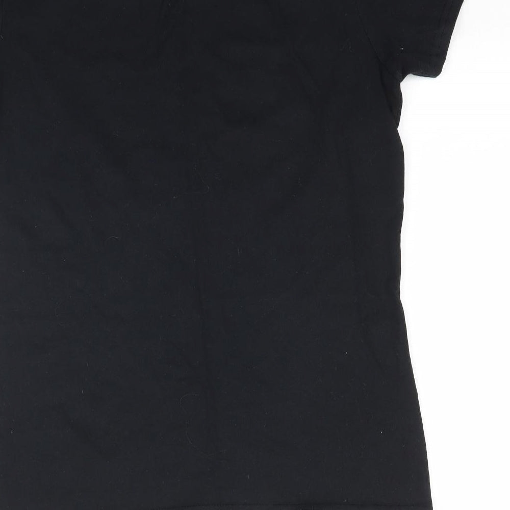 Womens UK Size M Gildan Black Basic T-Shirt