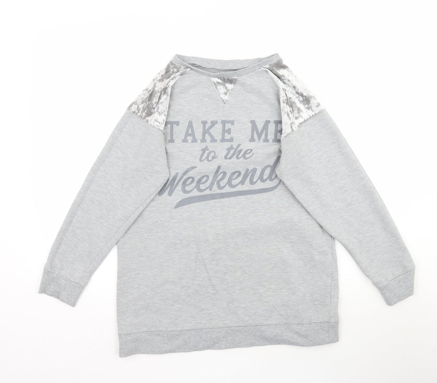 Peacocks Womens Grey   Pullover Sweatshirt Size 10  - Take Me To The Weekend