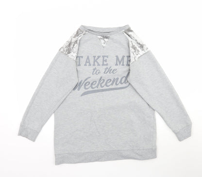Peacocks Womens Grey   Pullover Sweatshirt Size 10  - Take Me To The Weekend