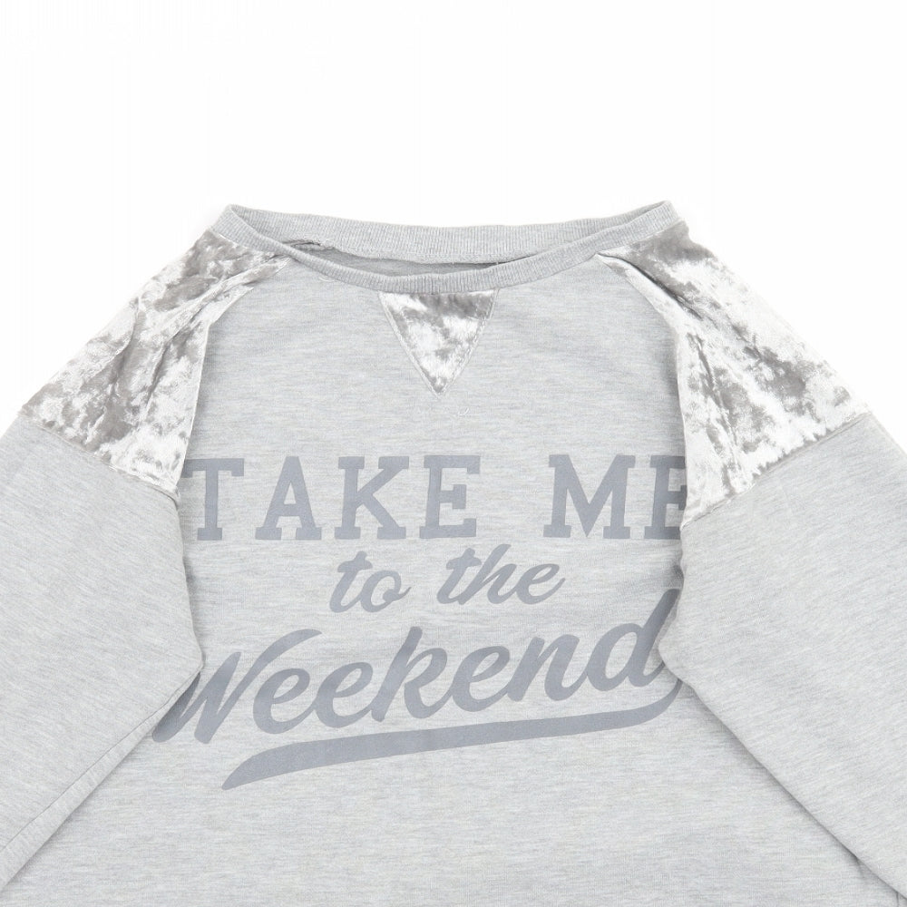 Peacocks Womens Grey   Pullover Sweatshirt Size 10  - Take Me To The Weekend