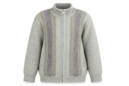 Front view of Charles Norton women’s grey knit cardigan jumper, size L