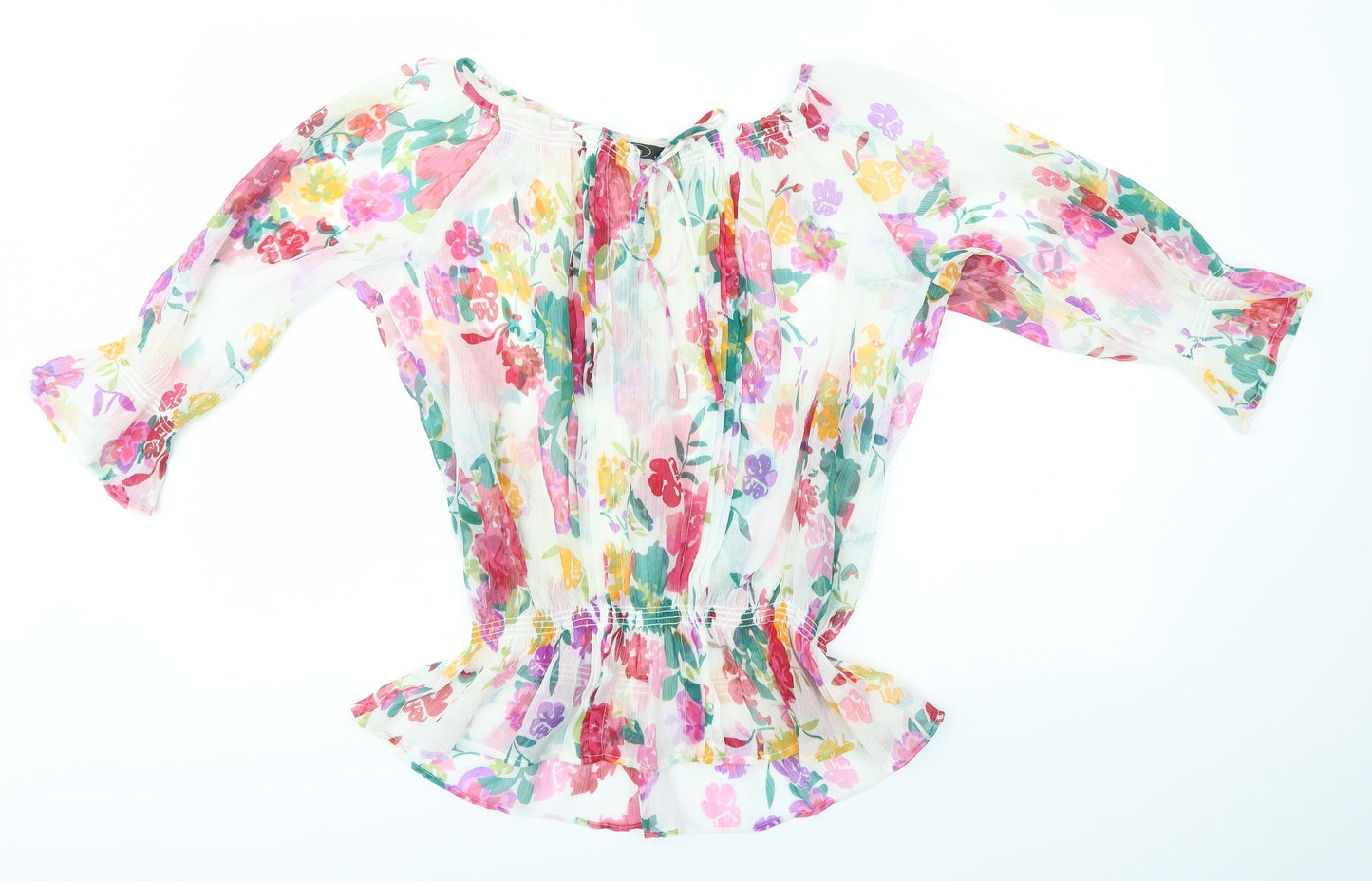 Womens UK Size 12 BM Multicoloured Basic Blouse