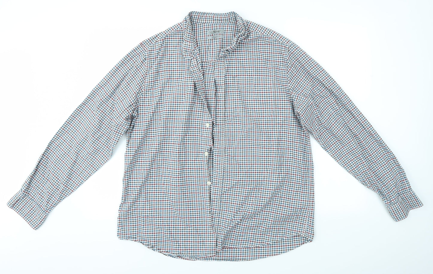 TU Mens Multicoloured Check   Button-Up Size L