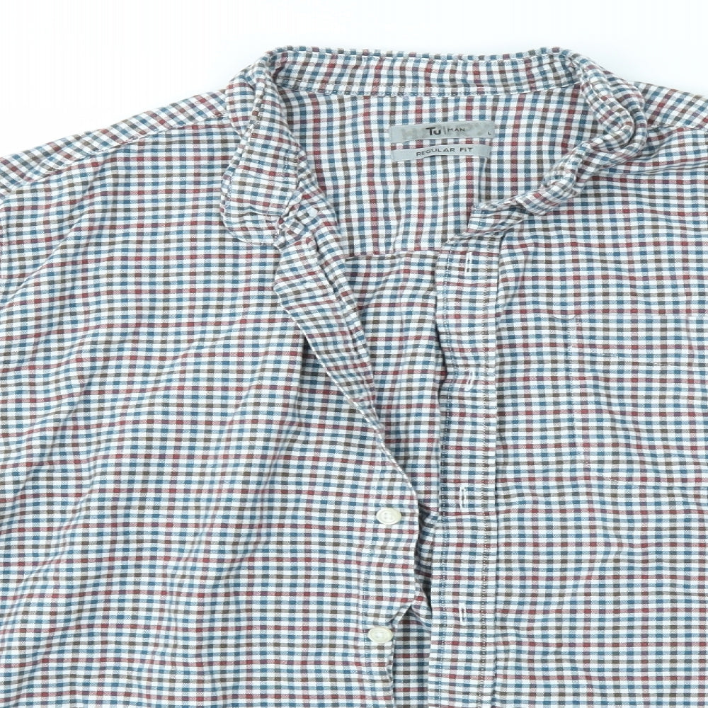 TU Mens Multicoloured Check   Button-Up Size L