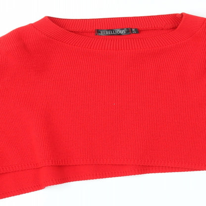 Womens UK Size S REBELLIOUS Red Pullover Jumper