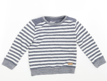 Rebel Boys White Striped  Pullover Sweatshirt Size 6-7 Years