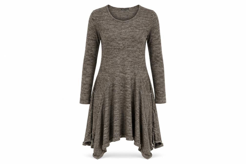 Front view of Made in Italy women’s brown t-shirt dress one size