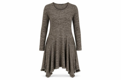 Front view of Made in Italy women’s brown t-shirt dress one size