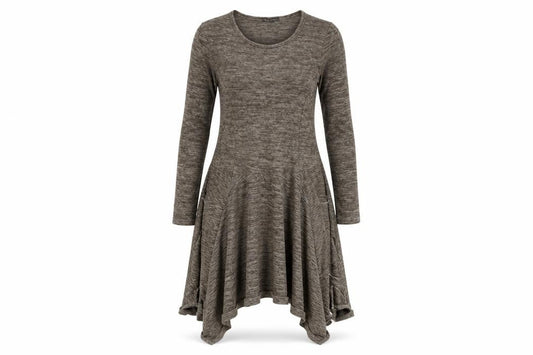 Front view of Made in Italy women’s brown t-shirt dress one size