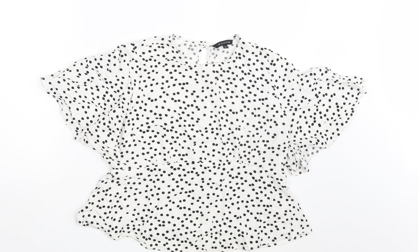Womens UK Size 14 Peacocks White Basic Blouse