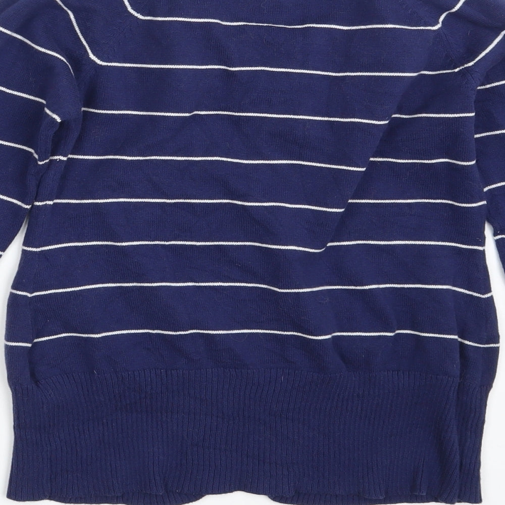 Lime Womens Blue Striped  Cardigan Jumper One Size