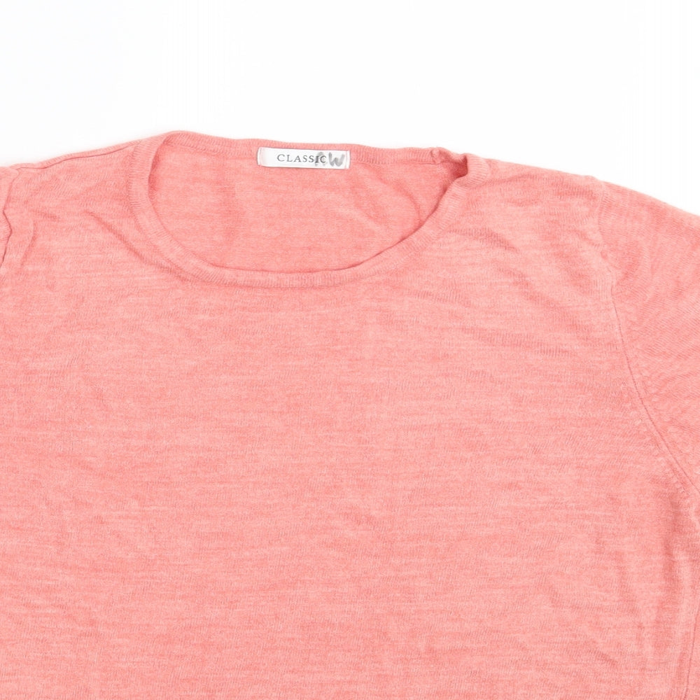 Close-up detail of Marks & Spencer women’s pink pullover sweatshirt, size UK 16
