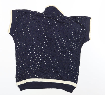 Back view of Fashion Extra women’s blue polka dot pullover sweatshirt, size UK 14