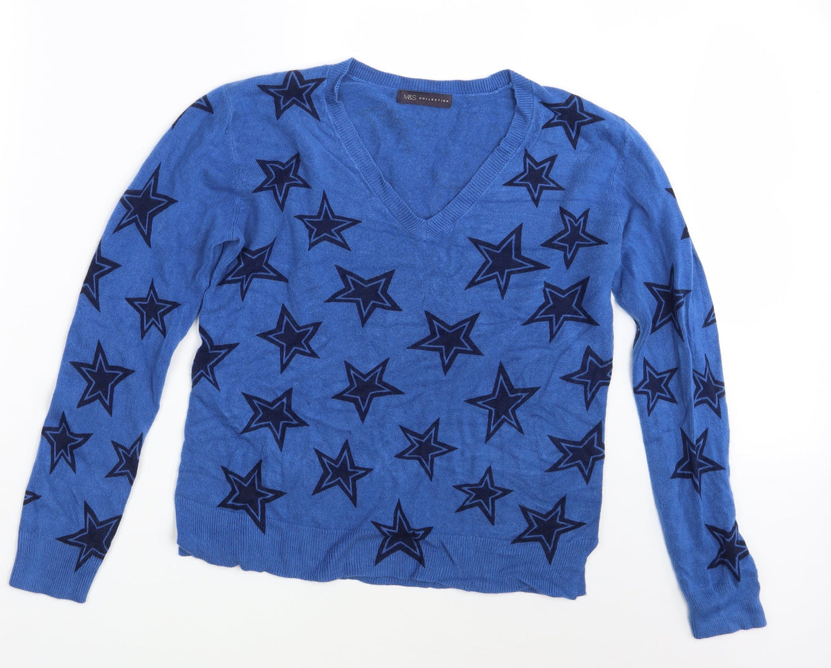 Additional front view of Marks & Spencer women’s blue pullover sweatshirt, size UK 14