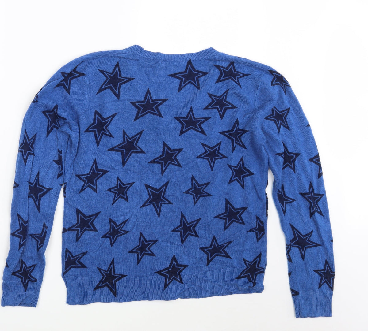 Back view of Marks & Spencer women’s blue pullover sweatshirt, size UK 14