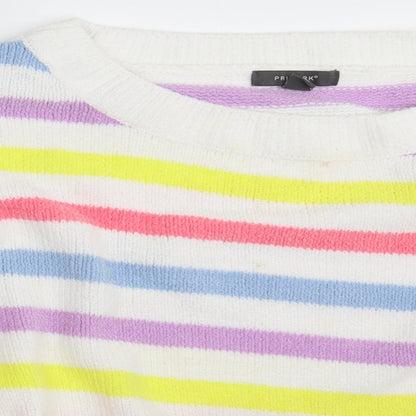 Primark Womens Multicoloured Striped  Pullover Jumper Size 10  - Cropped