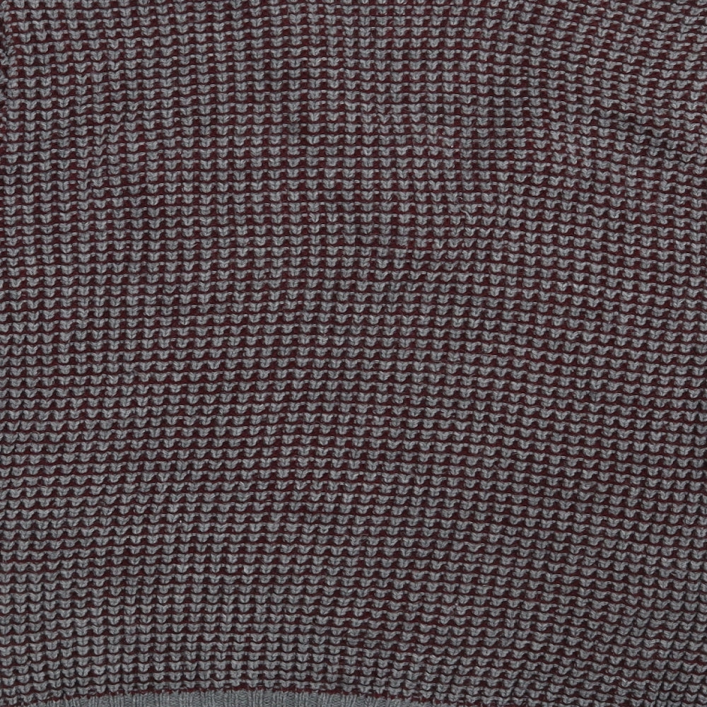 Brand and care label for Four Seasons men’s purple jumper, size S